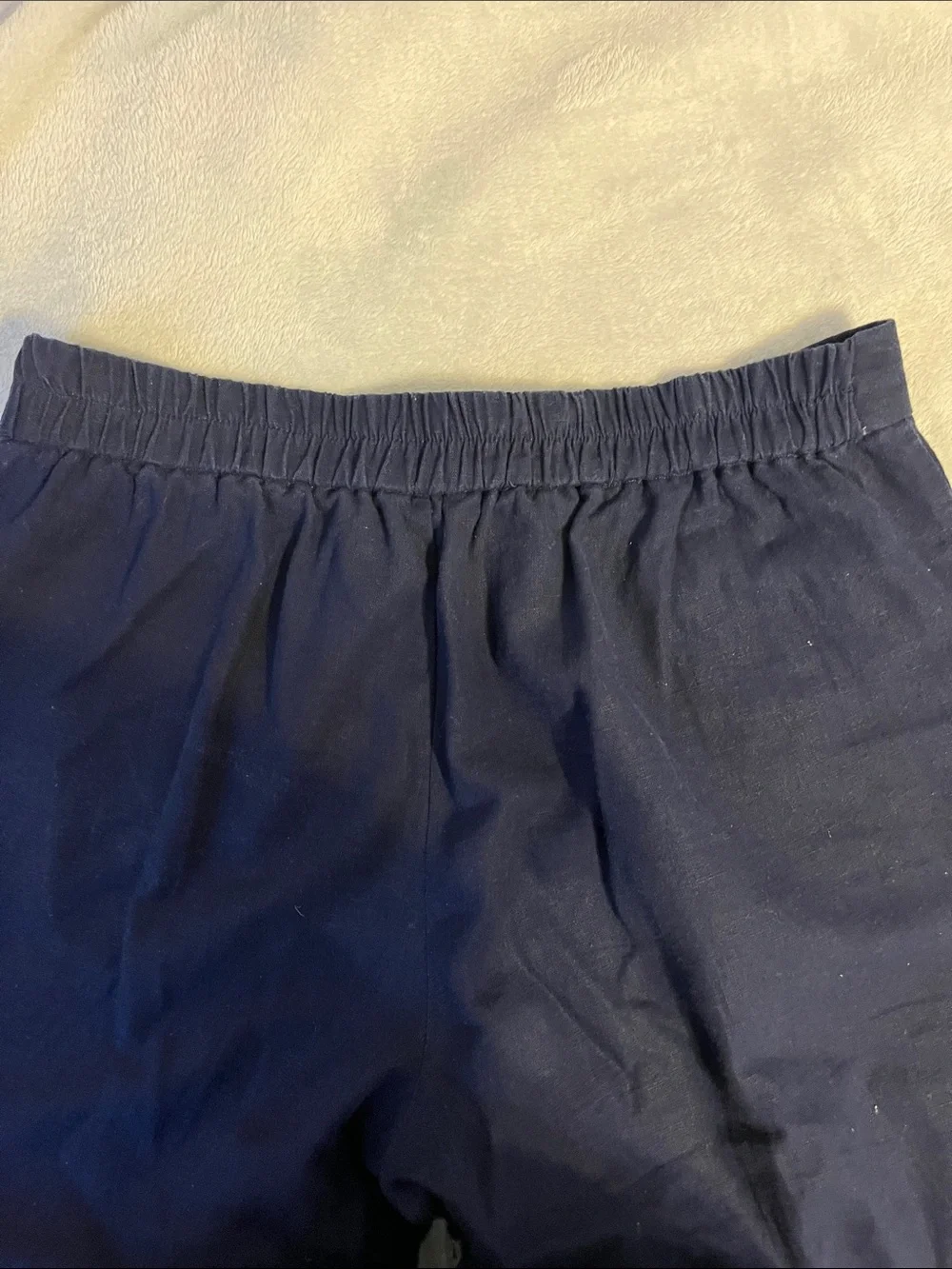 J. Crew Navy  Pull-On linen pants with wide legs .